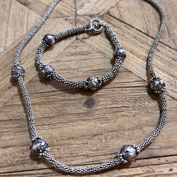 Handcrafted HEAVY SOLID Sterling Silver Moon Stars celestial Necklace Bracelet - Picture 5 of 11